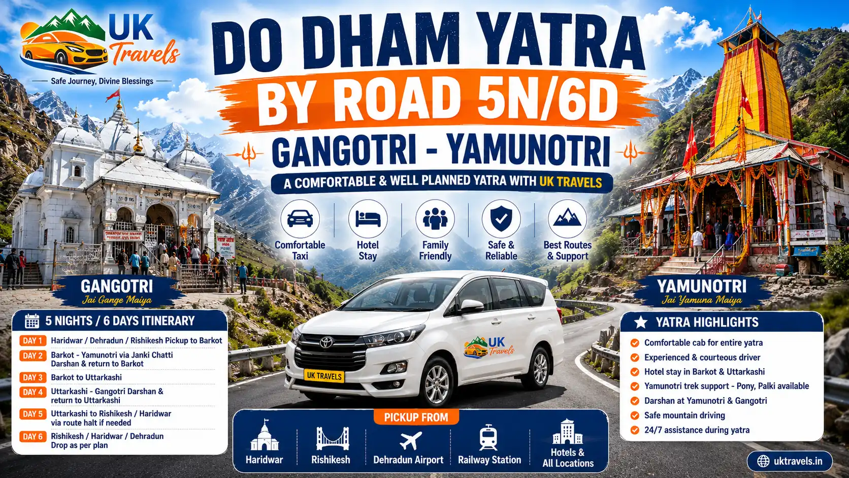Do Dham Yatra By Road 5N6D – Gangotri Yamunotri